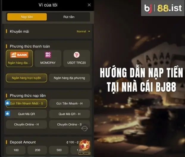 Hướng dẫn nạp tiền BJ88